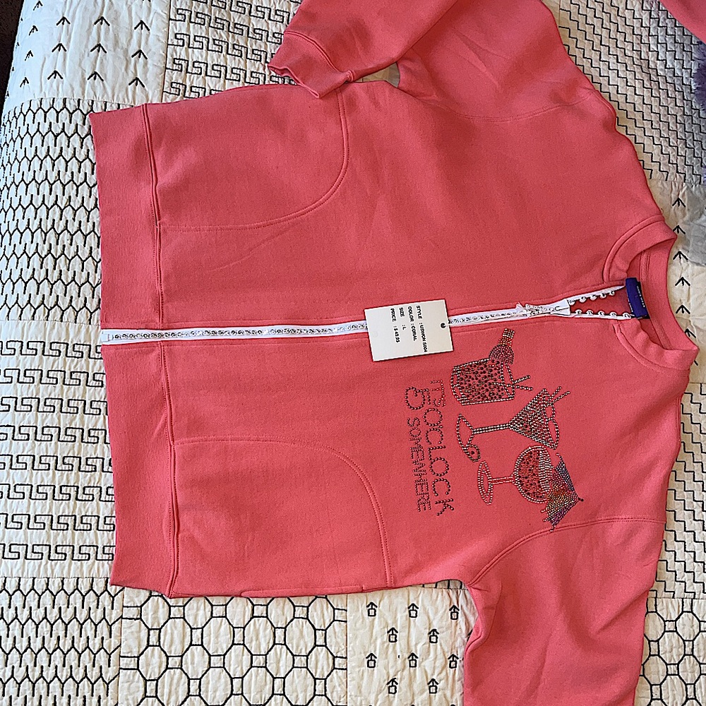 Aces brand size L & XL Rhinestoned Jacket. Reading: “It’s 5 O’Clock somewhere”